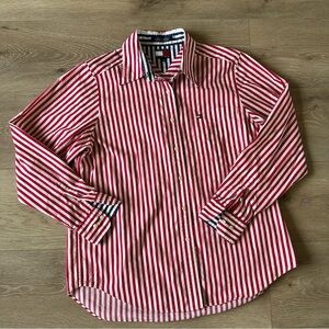 Rare Vintage Tommy Hilfiger Striped Button Down Shirt 100% Cotton Sz 10
